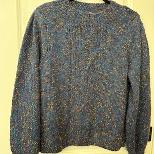 Hatley Women’s Navy Multicolor Speckled Cable Knit Crewneck Sweater